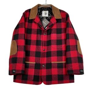 Rob Roy Chrysalis Red Wool Checked Plaid Blanket Coat Jacket